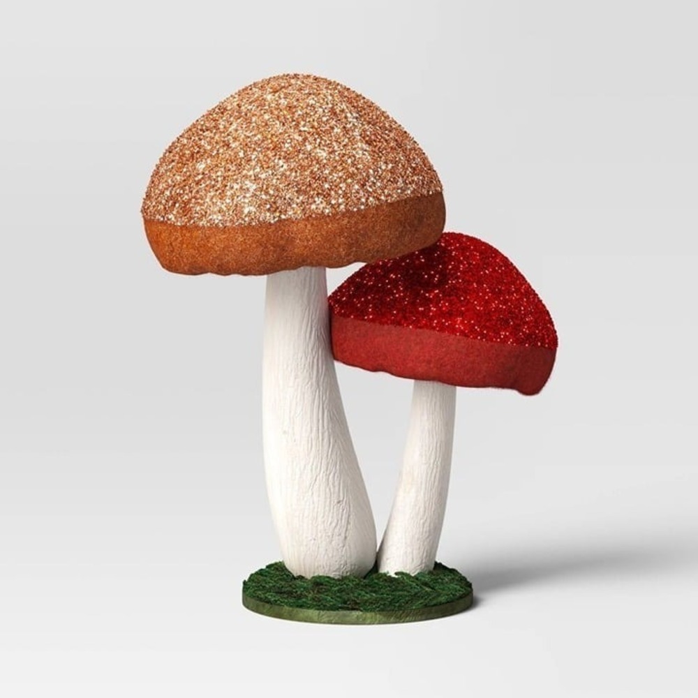 10.5" Wool Mushroom Christmas Figurine Brown/Red - Wondershop, Target